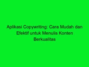 Aplikasi Copywriting Cara Mudah Dan Efektif Untuk Menulis Konten