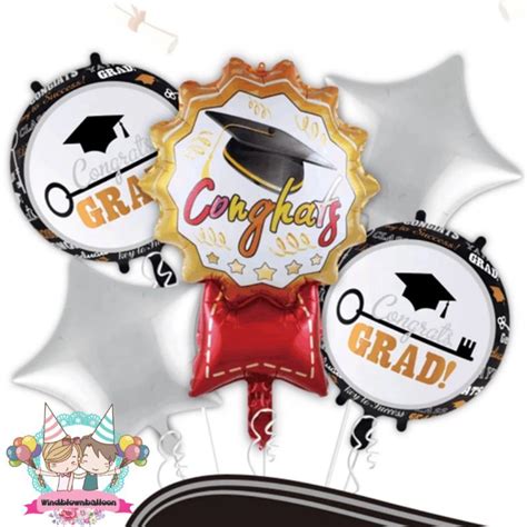 Jual Windblown Balon Set Graduation Congrats Pin Foil Paket Kelulusan