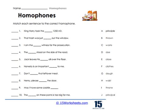 Homophones Worksheets 15