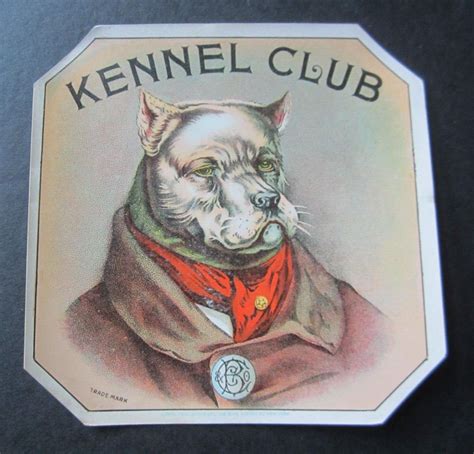 Old Vintage Kennel Club Cigar Box Label Outer Dog In Smoking