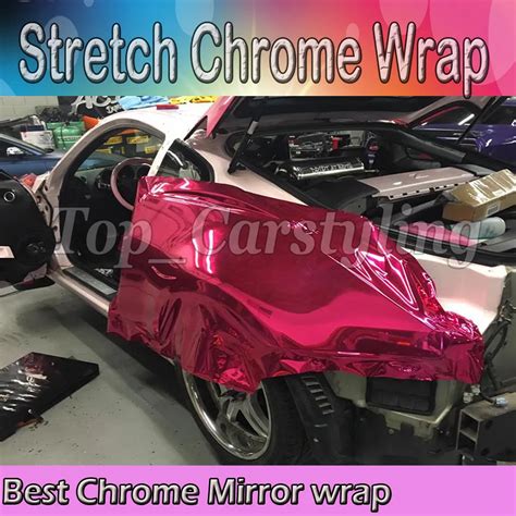 Stretchable Chrome Rose Pink Car Wrap Foil Protwraps Film High Flexible