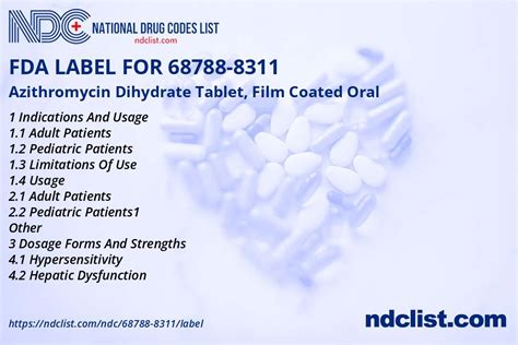 Fda Label For Azithromycin Dihydrate Tablet Film Coated Oral