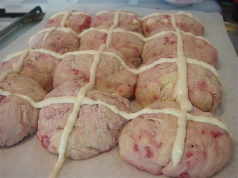 Butter Hearts Sugar Raspberry White Choc Chip Hot Cross Buns