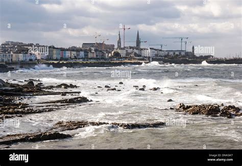 Harbourside Scene Of A Stormy Dún Laoghaire Port And The County Town