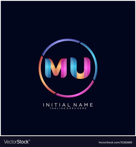 Mu Letter Logo Icon Design Template Elements Vector Image