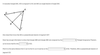 Answered In Isosceles Triangle DAC AD Is Bartleby