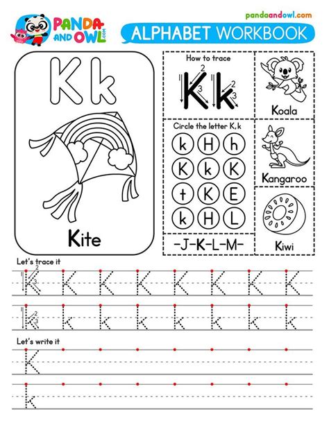 Tracing The Alphabet Letter K Handwriting Practice Worksheet For Preschool And Kindergarten In