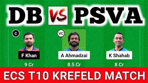 DB Vs PSVA DB Vs PSVA Dream11 Prediction Dusseldorf Vs PSV Aachen