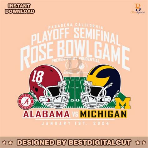 Rose Bowl 2024 Alabama Vs Michigan Football Svg Best Digital Cut