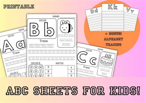 40 ABC Sheets for Kids Printable, Instant Download, Homeschool - Etsy