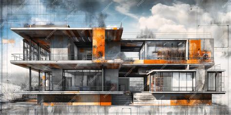 Premium AI Image | Blueprints for architecture design house and blue sky