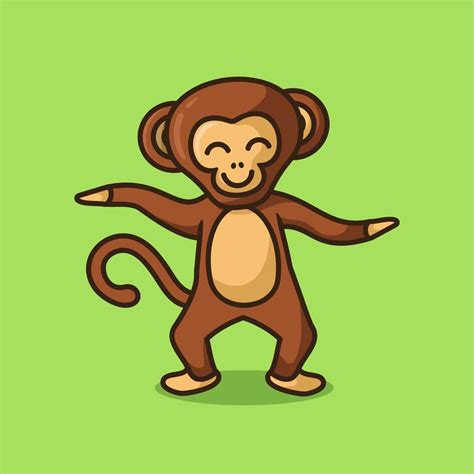 Monkey dancing cartoon character, flat design style 12736245 Vector Art ...