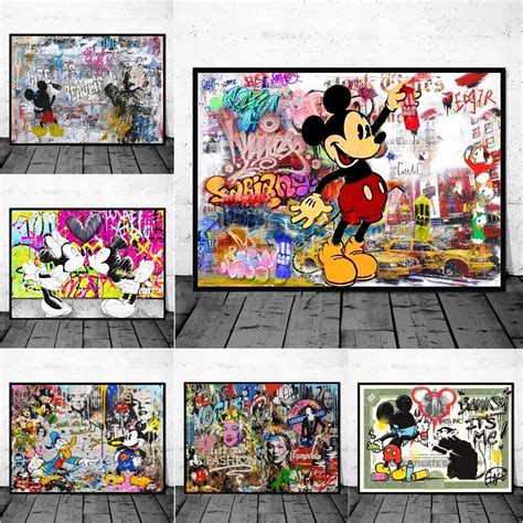 Mickey Mouse Sprey Graffiti Duvar Sanat Soyut Disney Posteri Ve Bask