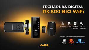 Fechadura Digital RX500 BIO WIFI preta AGL Eletroport Segurança