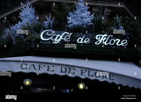 Cafe De Flore In Saint Germain Des Pres With Christmas Decoration Paris