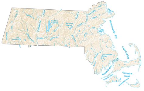 Massachusetts Lakes and Rivers Map - GIS Geography