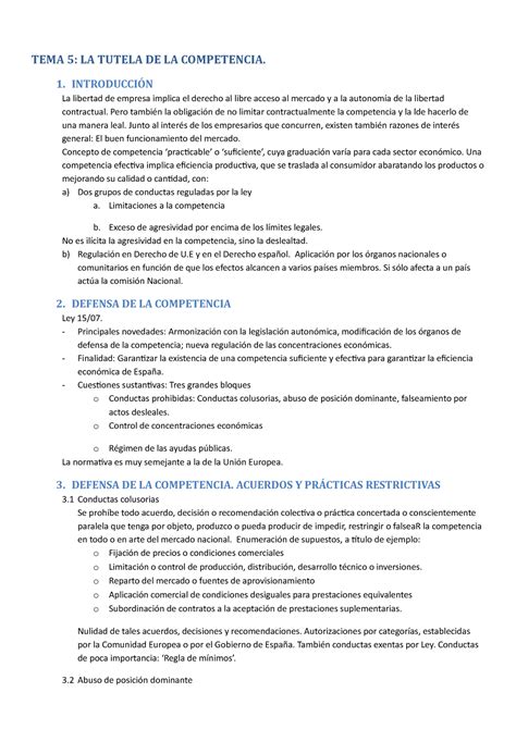 Tema Apuntes Tema Primera Parte Derecho De La Empresa Tema