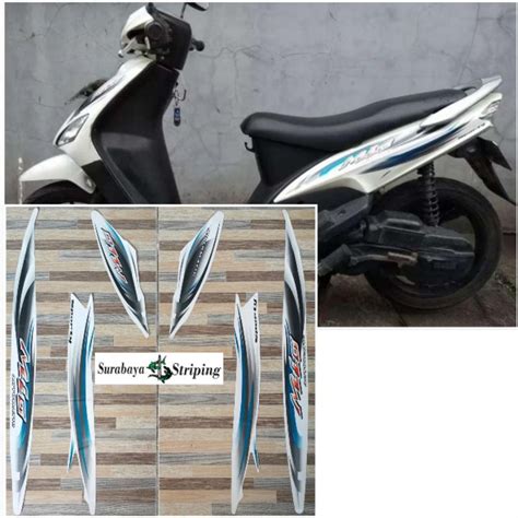 Jual Striping Sticker Yamaha Mio Putih Lis Biru Tahun 2007 2008