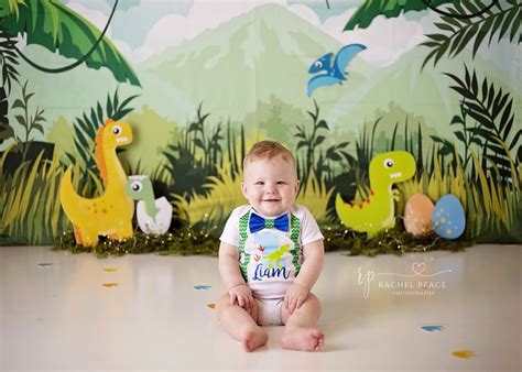 Dinosaur cake smash | Smash cake photoshoot, 1st birthday cake smash ...