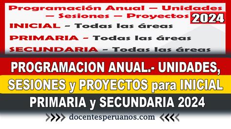 Programacion Anual Unidades Sesiones Y Proyectos Para Inicial