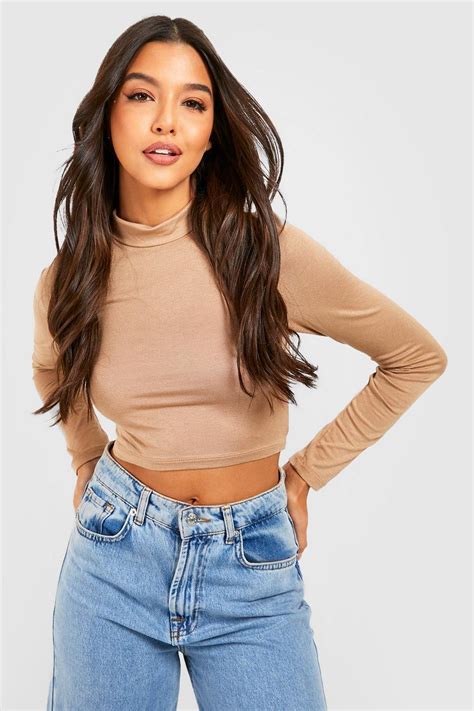 High Neck Jersey Knit Long Sleeve Top Boohoo