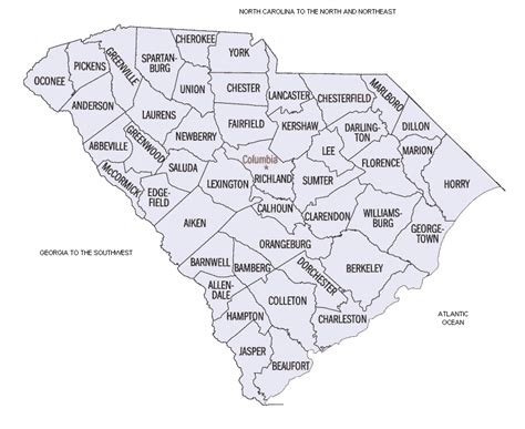 SC County Map + 46 South Carolina Counties List - Carolina Yellow Pages