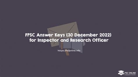 FPSC Answer Keys GR Phase V 2022 30 December 2022 For Inspector And