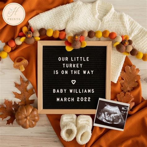 Editable Thanksgiving Pregnancy Announcement Fall Pregnancy Etsy