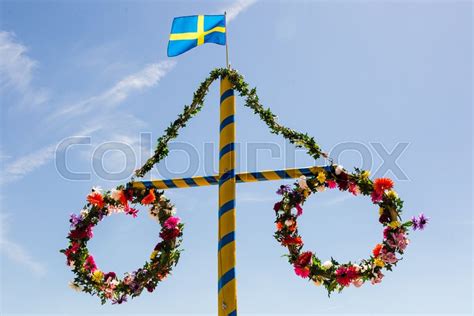 Midsummer flower wreath with Swedish ... | Stock image | Colourbox