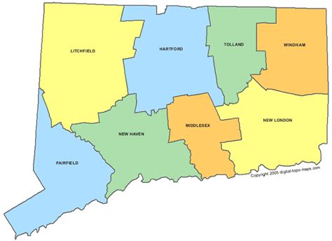 Connecticut County Map Area | County Map Regional City