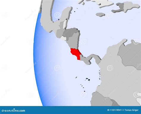 Map Of Costa Rica On Political Globe Stock Illustration Illustration