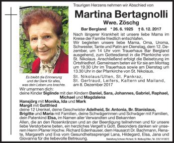 Traueranzeigen von Martina Zöschg Trauer bz