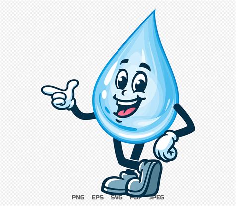 Water Drop Cartoon Mascot Illustration Design Character Vector Clip Art - Etsy