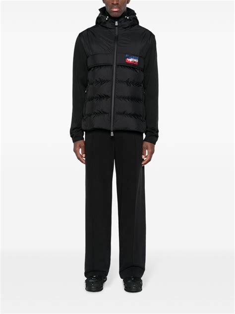 Moncler Grenoble Quilted Panel Hooded Cardigan Black Farfetch Uk