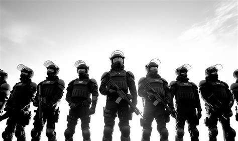 Premium AI Image | Special police unit SWAT team officer standing in a ...