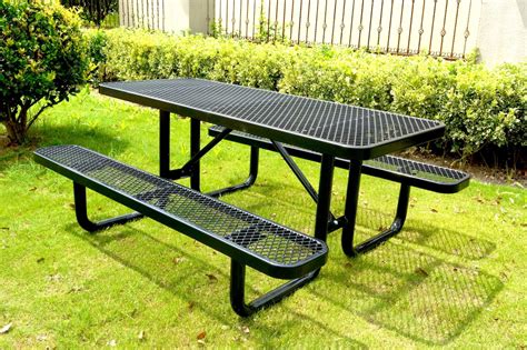 Lifeyard Rectangular Picnic Table Expanded Metal Long Black