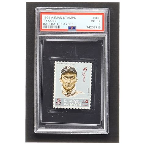 Ty Cobb 1969 Ajman Hall Of Fame Stamps 5 PSA 4 Pristine Auction