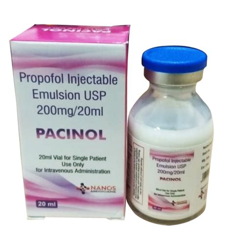 Liquid Injection Propofol Diprivan Injectable Emulsion Packaging Size