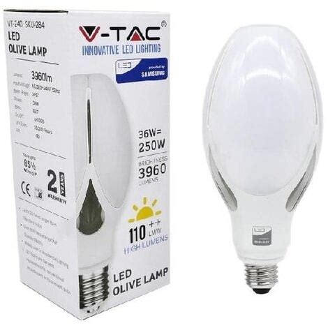 Ampoule Led W Hi Power Olive Lamp Samsung Chip K E V Tac Vt