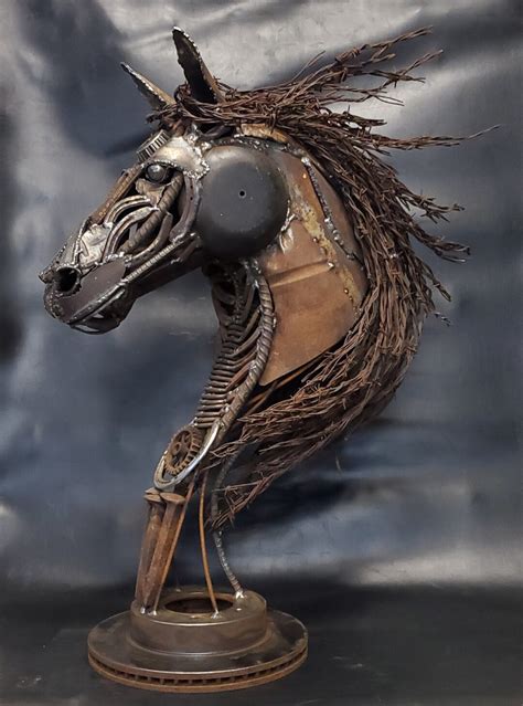 Iron Horse Metal Sculpture Horse Head Scrap Steel Art Recycled Etsy