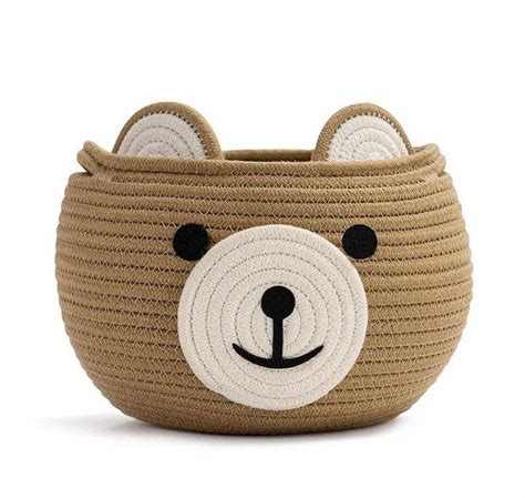 Cute Baby Bear Cotton Rope Basket Woven Storage Basket Baby Laundry