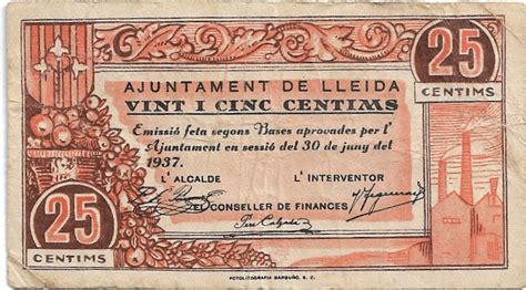 25 Céntimos Lleida 1937