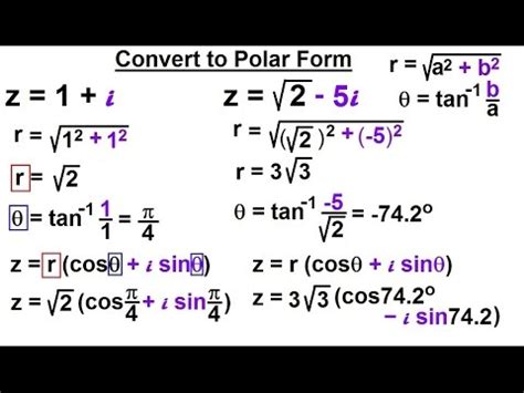 Calculus Complex Numbers Functions Of Convert To Polar