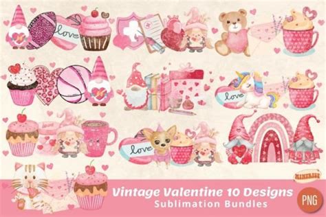 Vintage Valentine Sublimation Bundle Graphic By Mintrist Creative Fabrica