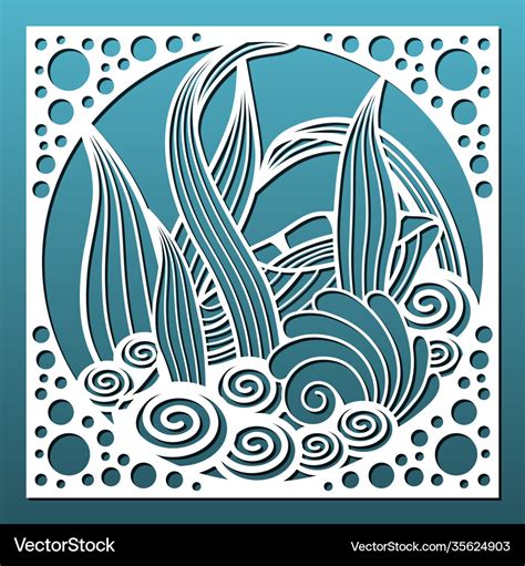 Laser cut panel with underwater design wall art Vector Image