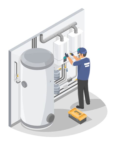 Technician Or Plumber On Gas Boiler Water Heater Install Or Repair And