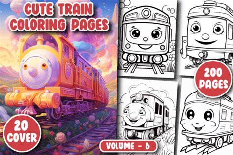 200 Cute Train Coloring Pages Graphic by Printable Crafts · Creative ...