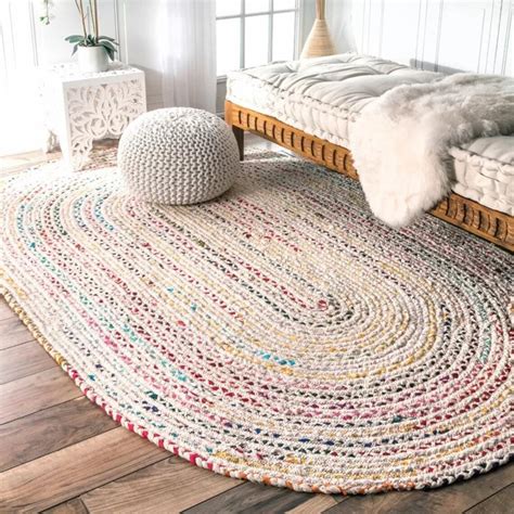 Indian Oval Braided Large Cotton Rug Rag Hand Woven Natural Etsy