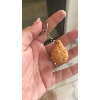 chaveiro coxinha realista miniatura chaveirinho fãs de coxinha