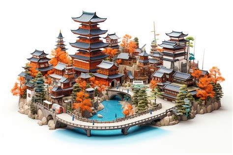 Japanese town architecture building temple. | Free Photo Illustration ...